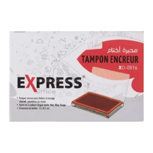 Encreur rouge pour timbre Express XO-0816 : boîte blanche vue de face, encreur rouge visible, format 13 x 8,5 cm.